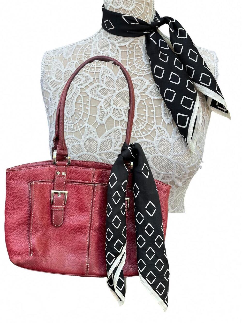 Black and White Geometric Silk Scarf